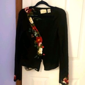 Anthropologie embellished sweater with bell sleeve